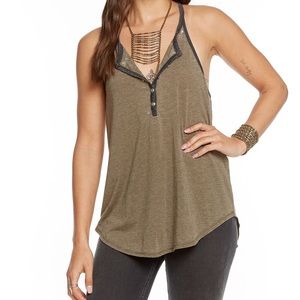 Chaser Blocked Jersey Shirttail Henley Tank